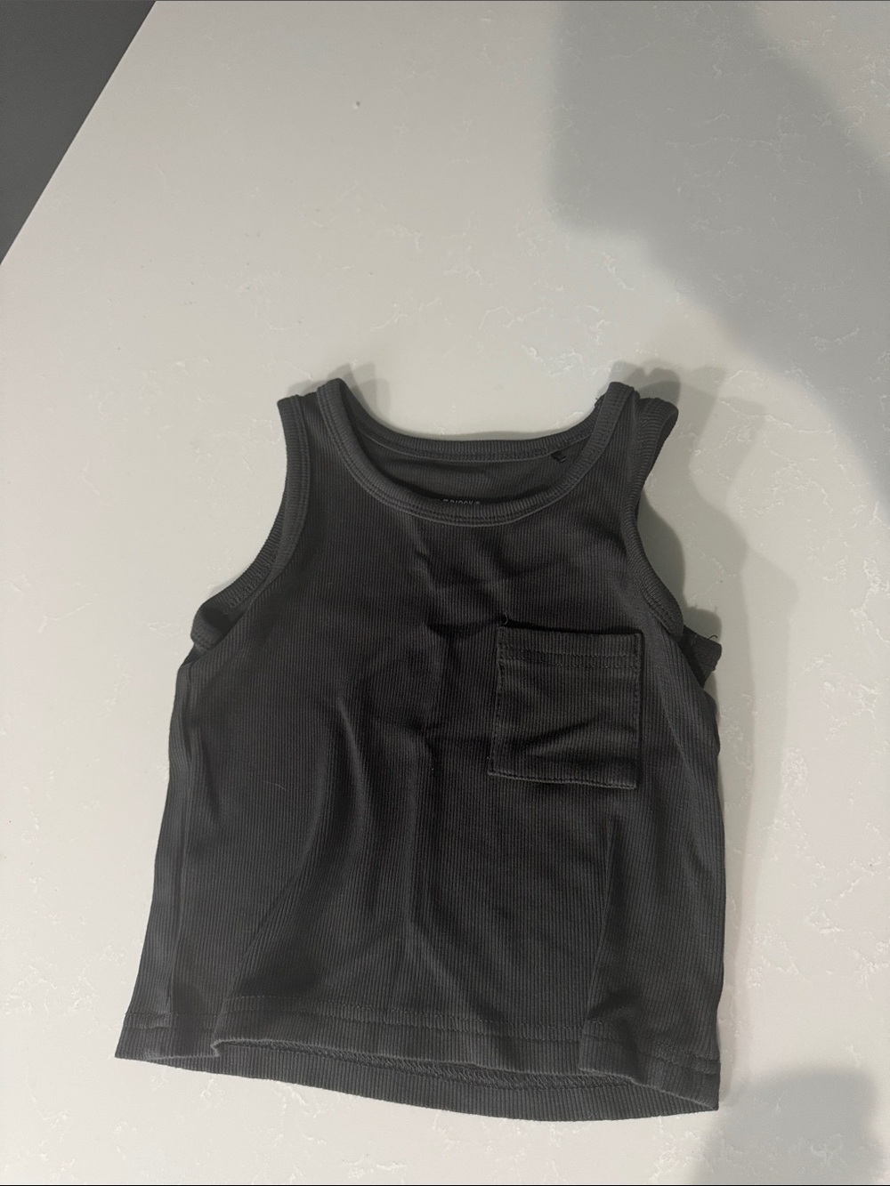 Little Bipsy Black Ribbed Tank Top with Chest Pocket